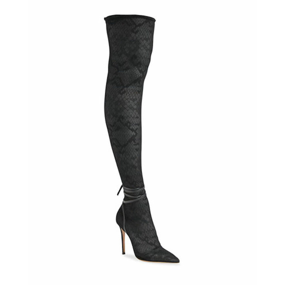 Gianvito Rossi Wildlace Black Lace Thigh High OTK Over Knee Sock Heel Boot 42 - Picture 1 of 12